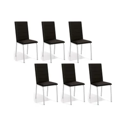 Cadeira Sala de Jantar Amsterdã C091 Kit 6 Un Cromada/Preto 110 - Kappesberg