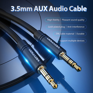 VENTION 3.5mm Jack Aux Cable Right-Angle Male to Male Stereo Audio Cable for Speaker Headphone Car AUX em Oferta na Shopee
