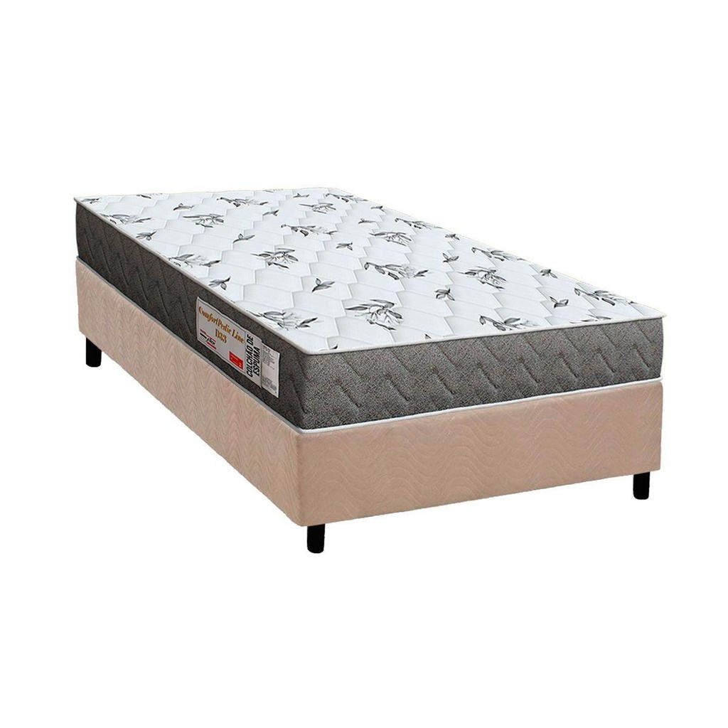 Conjunto Box Solteiro: Colchão Espuma Orthoflex D33 ComfortPedic Line Black + Base CRC Suede Clean(78x188) em Oferta na Shopee