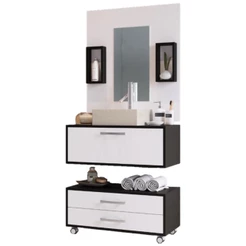 Balcão Gabinete De Banheiro 1 Porta 2 Gavetas Class 910 60cm Preto/branco - Arte Cas