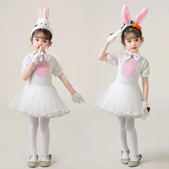 🔥Quente🔥Vestido Infantil Menina De 3 A 14 Anos Fantasias Roupa De Coelho Dança De Palco Natal Baile