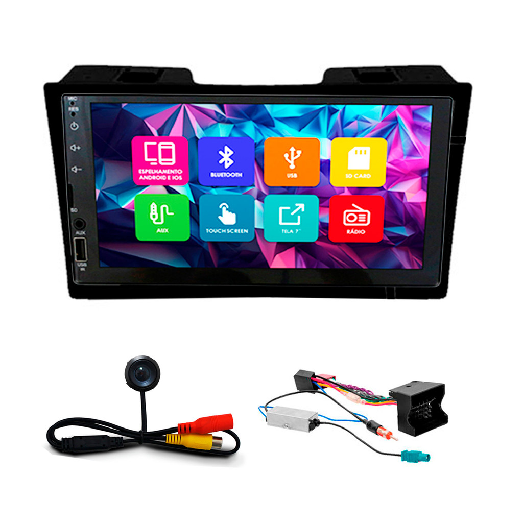 Kit Multimidia 7 Pol C3 Peugeot 307 Hatch Sedan SW 2000 2001 2002 A 2012 2013 Espelhamento Android Ios 2 Din Preto em Oferta na Shopee