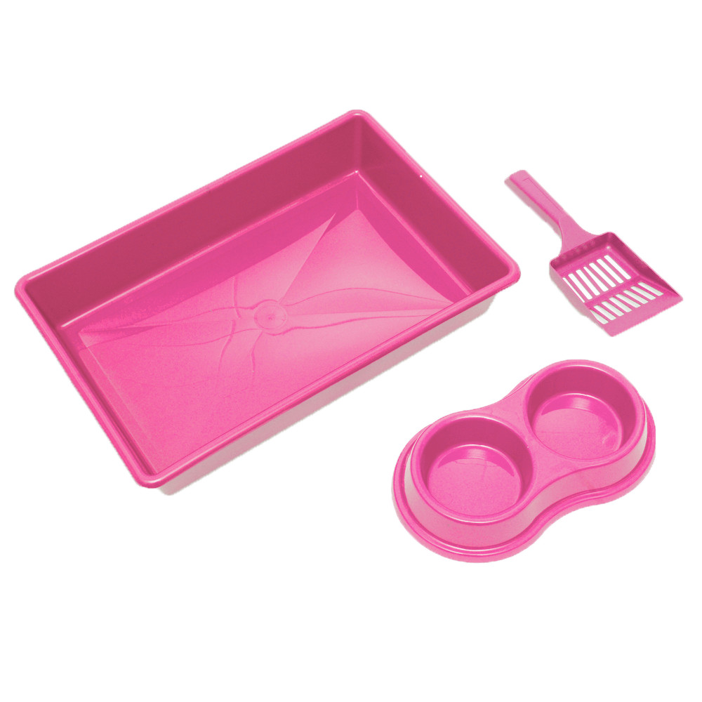 Kit Bandeja Caixa de Areia com Pázinha e Comedouro Four Plastic para Gatos em Oferta na Shopee