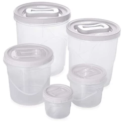 Kit 5 Potes Porta Mantimentos Médios Redondo Branco Plasútil