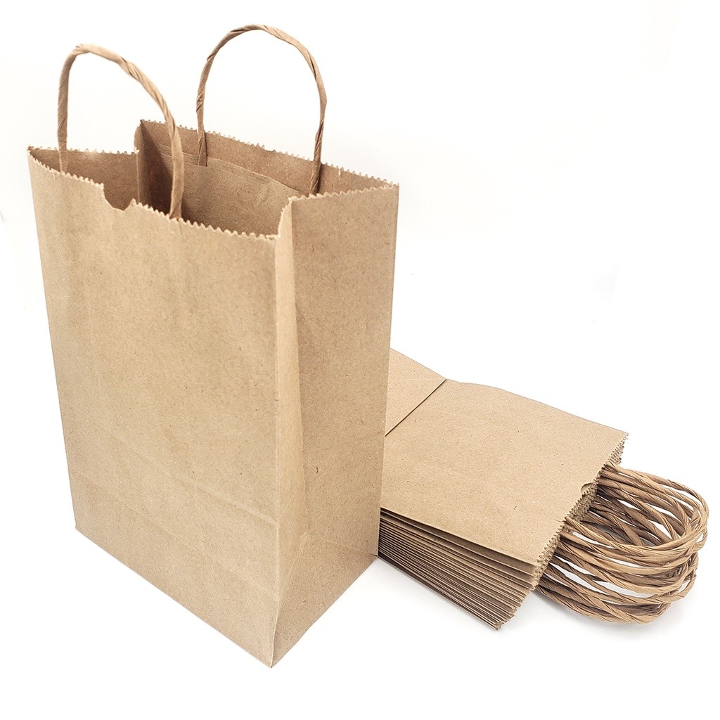 25 Sacolas de Papel Kraft Pardo Delivery C/ Alça (acompanha TAG de agradecimento) sacos delivery