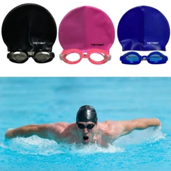 Kit Natação Com Óculos e Touca Piscina Praia Adolescente e Adulto