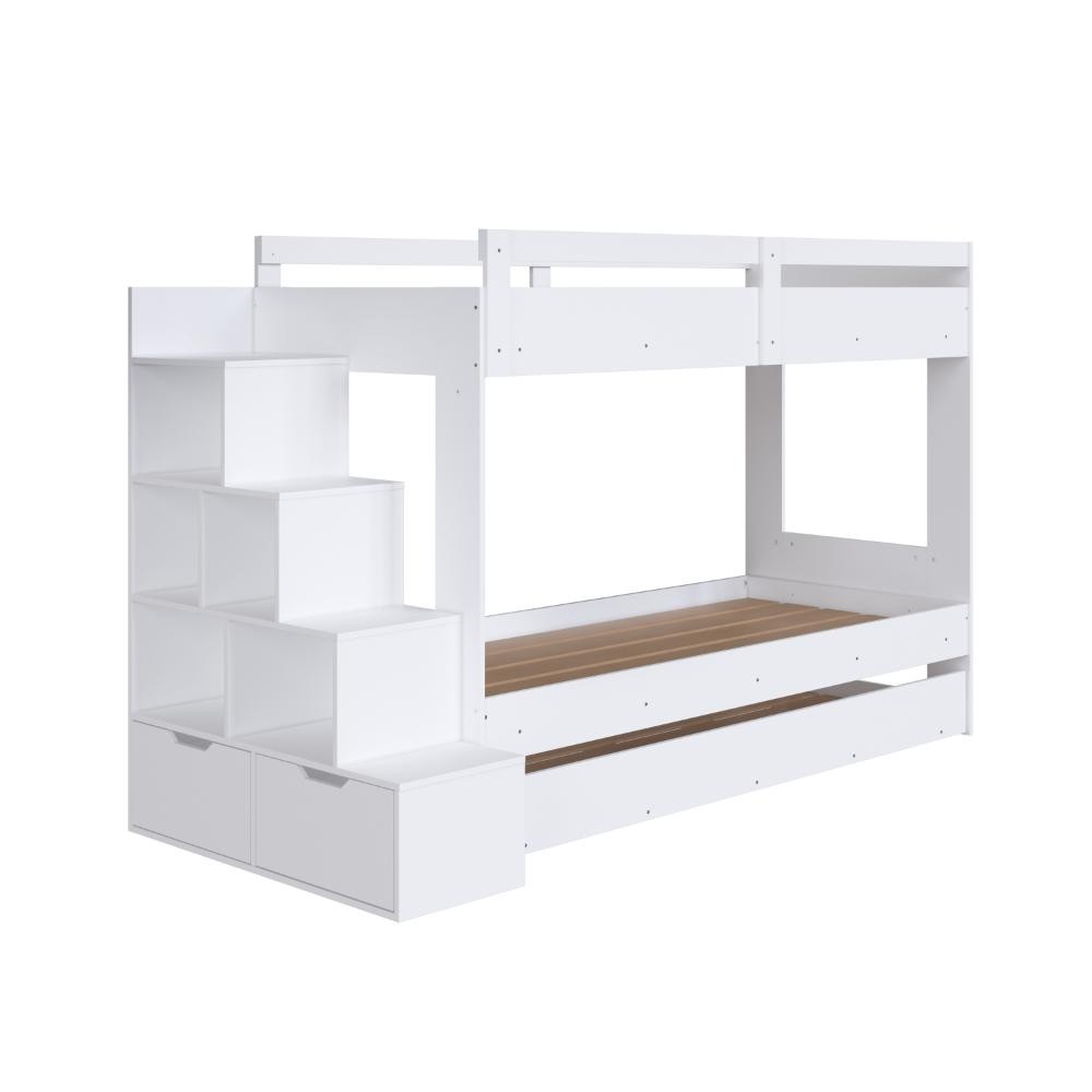 Cama Treliche Infantil com Escada e Cama Auxiliar Branco