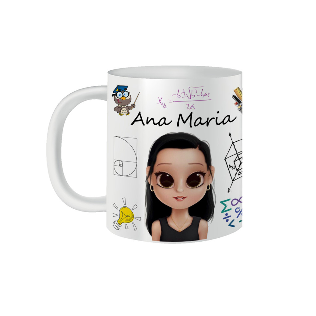 Caneca Personalizada Nome Avatar Professor Matemática 325ml