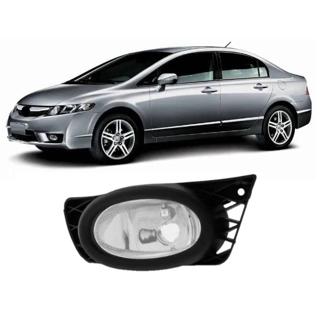 Farol Milha Auxiliar Civic 2009 2010 2011 Lado Direito Com Moldura