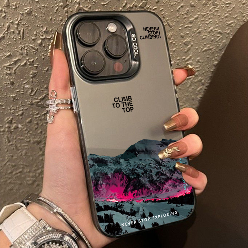 Capa De Telefone Rígida De Metal Para Realme C53 C35 C51 C67 Note 50 C55 C15 5i 8i 6i 5 7i C21Y C11 C25 C17 C12 C25Y C20 5S C20A C21 Narzo 50A INS Montanha Paisagem Pôr Do Sol