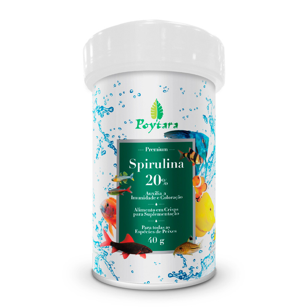 Ração Poytara Para Peixes Spirulina 20% 40g - Pets