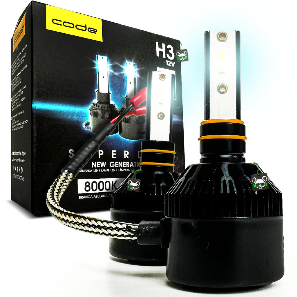 Par Super Led 3200l Tipo Xenon 8000K Encaixe H3 Lâmpada Automotiva - Spare Parts and Accessories for Vehicles