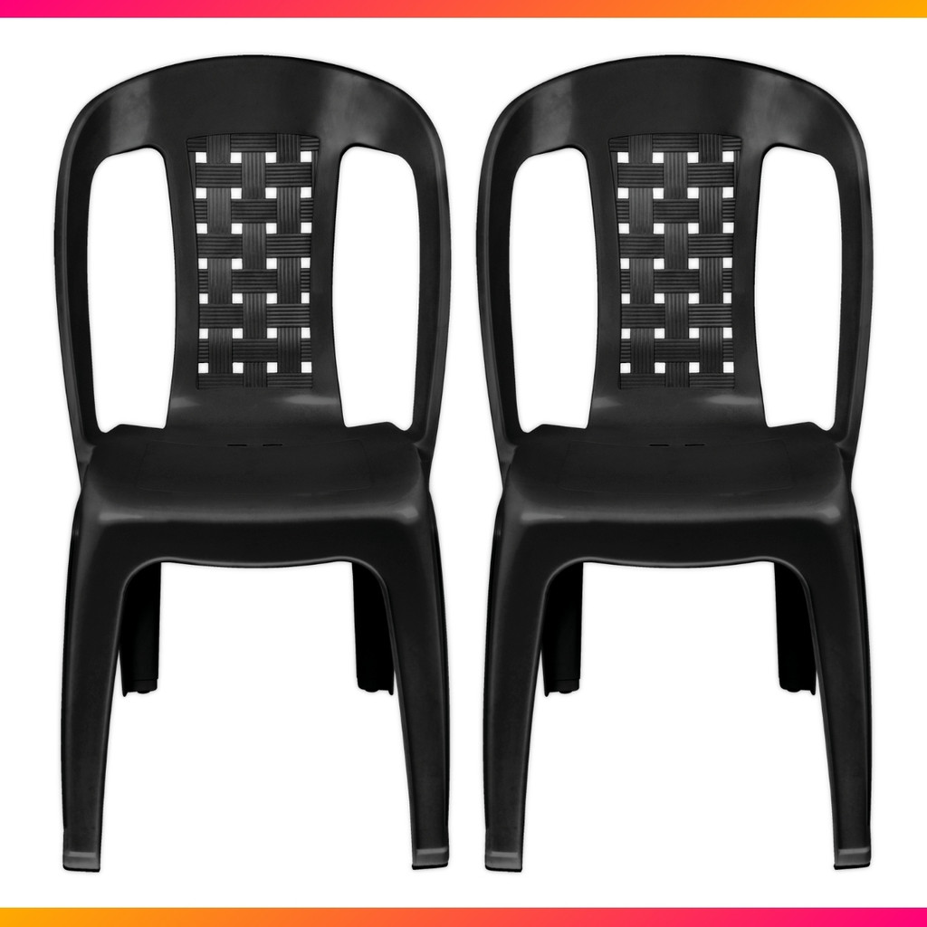 Kit 2 Cadeiras Plástica Preta Bistrô P/até 154kg Resistente em Oferta na Shopee