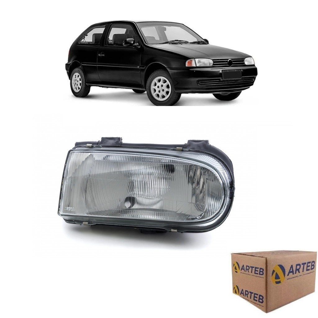 Farol Gol Bola G2 1995 A 1999 Metalizado Original Arteb Lado Direito em Oferta na Shopee