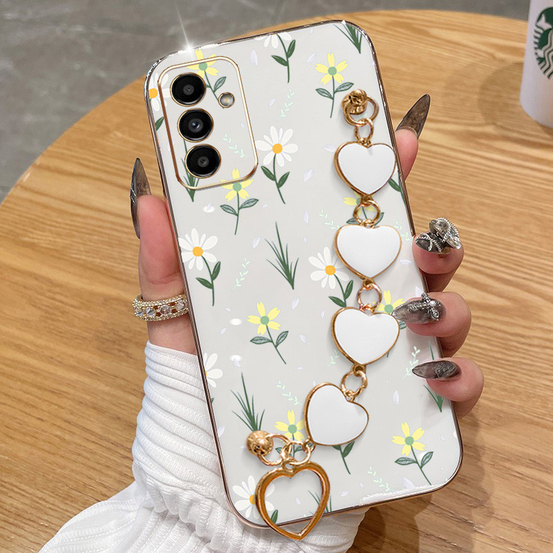 Capa Para Samsung Galaxy A57 A37 A27 A17 A07 A56 A36 A26 A16 4G 5G De Telefone Anti-Queda De Galvanoplastia De Flor Pequ