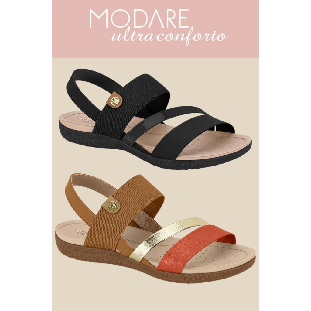 Sandália Feminina Modare Multi Tiras Ultra Conforto Ortopédica Elástico ORIGINAL em Oferta na Shopee