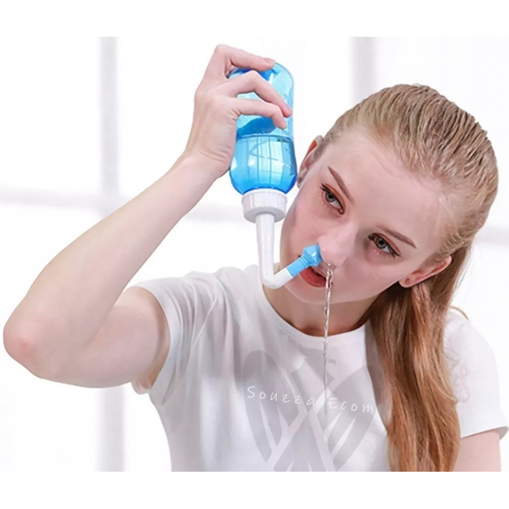Higienizador Lavagem Nasal Ducha Garrafa 300 Ml E 2 Bicos