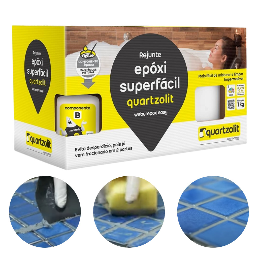 Rejunte Superfácil Epóxi Porcelanato Cerâmica 1kg Quartzolit Cores em Oferta na Shopee