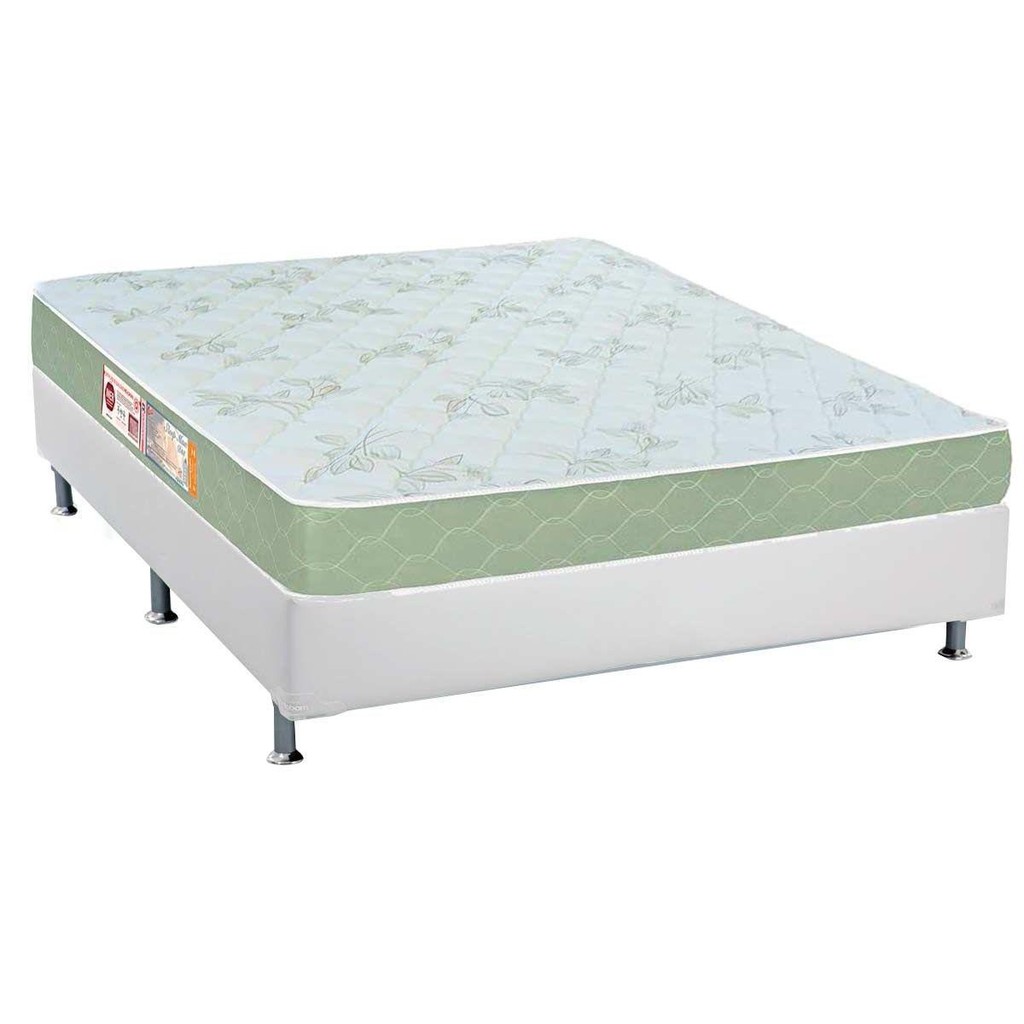Conjunto Box Casal: Colchão Espuma Castor D33 Sleep Max + Base CRC Courano White(138x188) em Oferta na Shopee