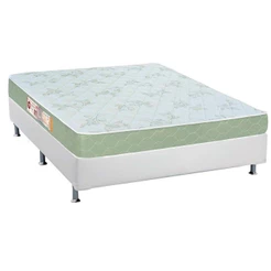 Conjunto Box Casal: Colchão Espuma Castor D33 Sleep Max + Base CRC Courano White(138x188)