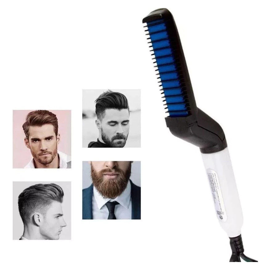 Kit de Cuidados Masculinos - Chapinha Modeladora Portátil/ Escova Alisadora de Barba + Aparador Elétrico de Pelos - WYL