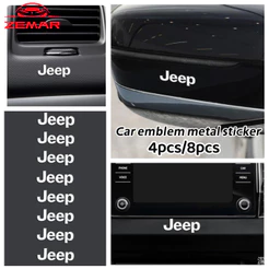 4/8 Unidades JeepCar Logo Adesivo De Metal 3D Decoração Criativa Janela De Automóvel Fhshion Acessórios Internos De Porta Para Jeep Renegade Compass Willys Wrangler jk Grand Cherokee Commander
