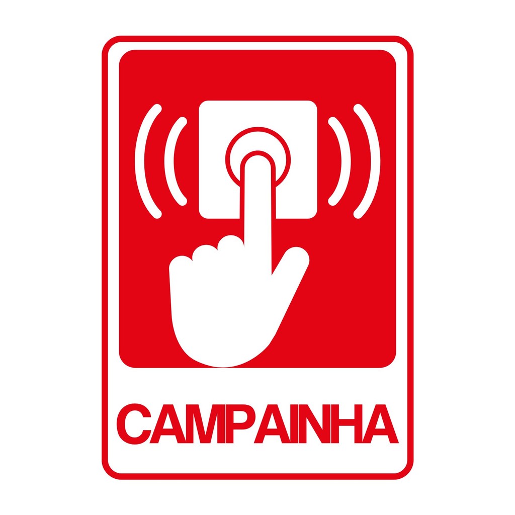 Kit 2 Placa PS Sinalizacao Portao Campainha 15x10cm