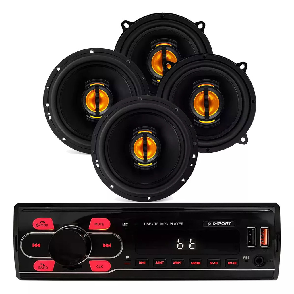 Kit Falante 5 E 6 Pol Jbflex 110w + Som Carro Rádio Bt Mp3 em Oferta na Shopee