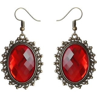 Brincos góticos femininos, brincos de vampiro de vidro vermelho vitorianos, brincos pendentes em forma de lágrima,