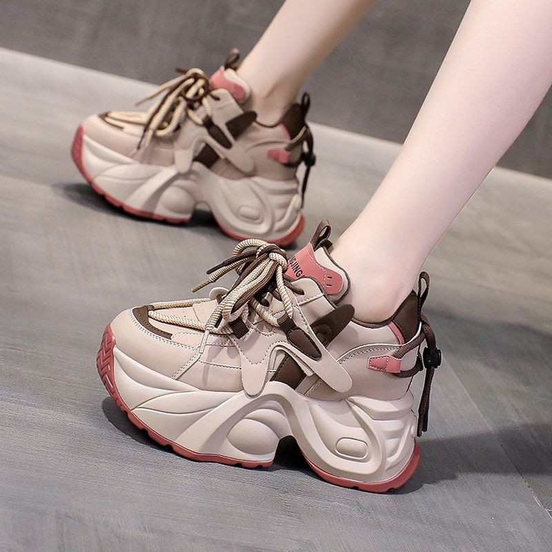 2024 Feminino Primavera E Outono Sola Grossa PU Esportes Papai Sapatos em Oferta na Shopee