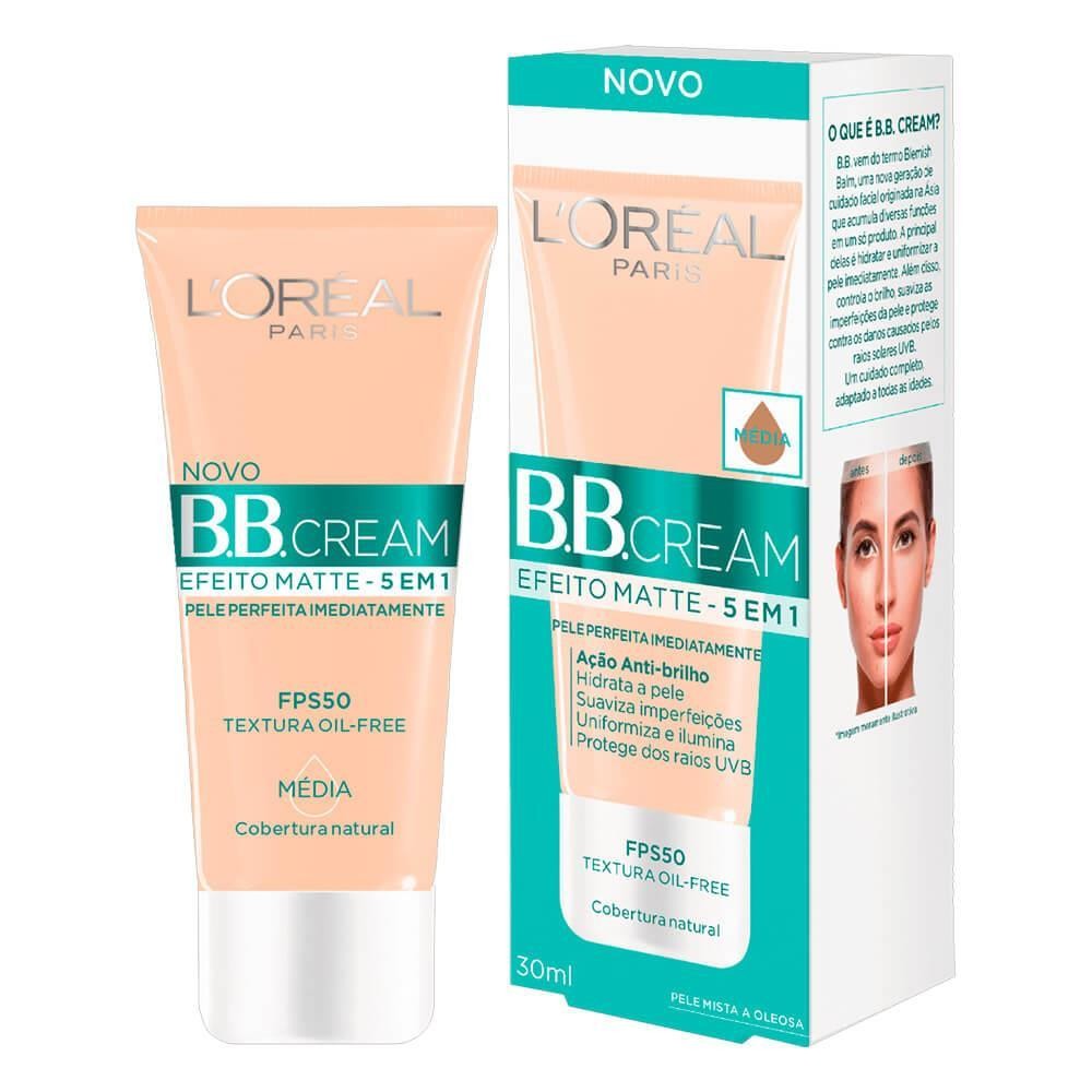 BB CREAM EFEITO MATTE 5 EM 1 FPS50 MÉDIA COM 30ML em Oferta na Shopee