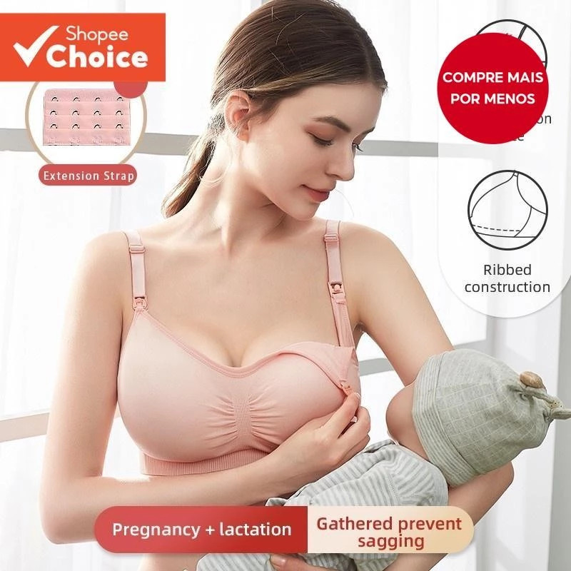 Sutiã Maternidade Sem Fio - Respirável e Confortável para Gravidez e Amamentação em Oferta na Shopee