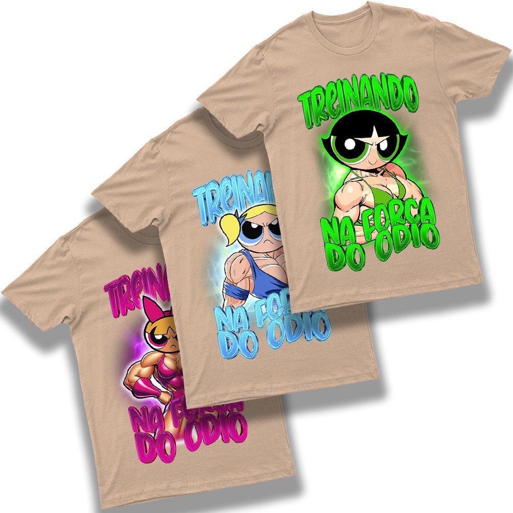 Kit 3 Camiseta Academia Feminina Super Poderosas Lindinha Docinho Florzinha