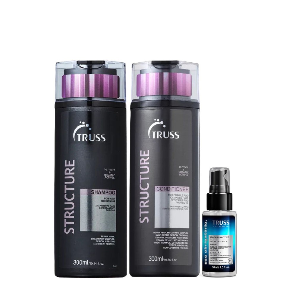 Kit Truss Structure - Shampoo 300ml + Condicionador 300ml + Uso Obrigatório Óleo 30ml