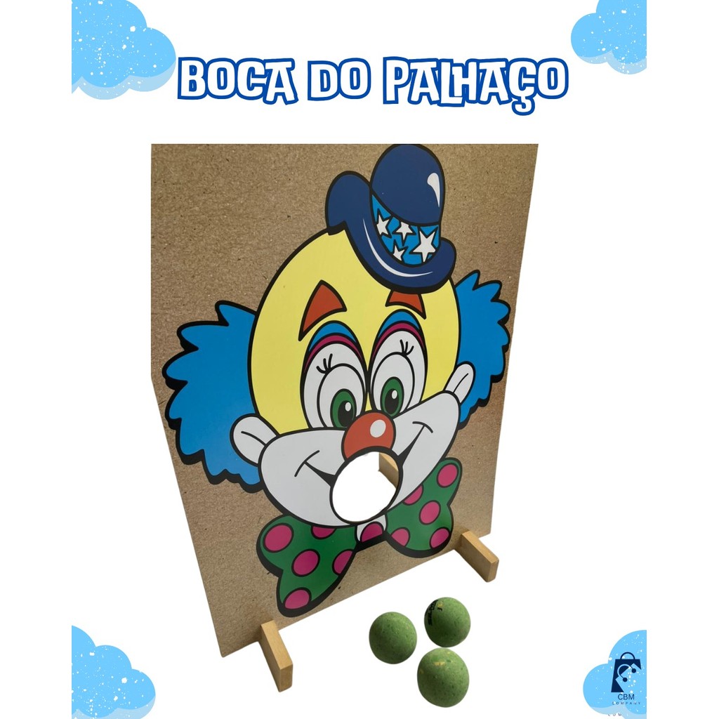 Brinquedo Boca De Palhaço Acerte O Alvo E Palhaço Bocão Jogo De Festa Junina Com Três bolinhas 