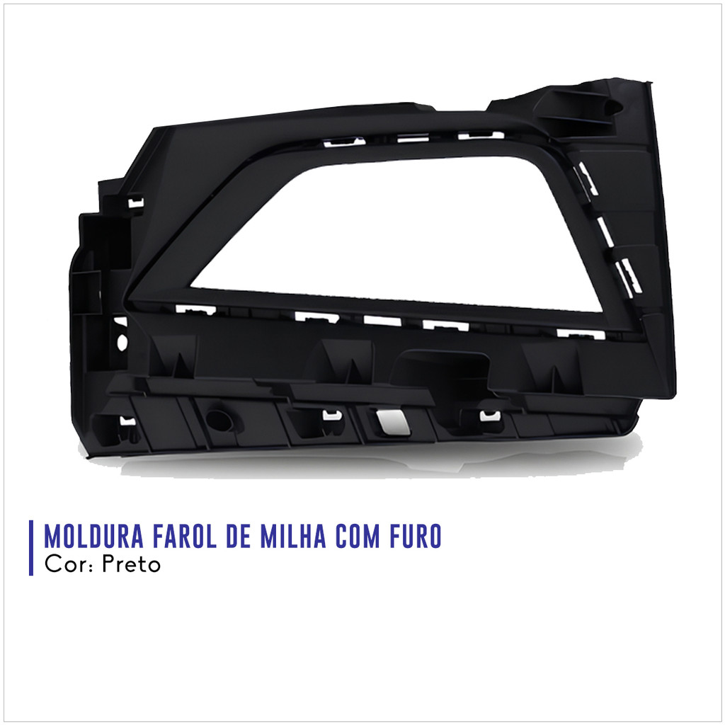 Grade Moldura Farol de Milha Preto Com Furo Polo Virtus 2018 a 2022