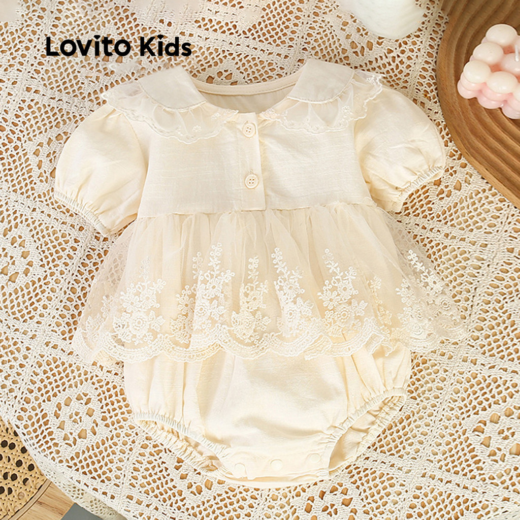 Lovito Body Infantil Fofo Com Botão De Renda Macio E Confortável Primavera/Verão Body Dama...