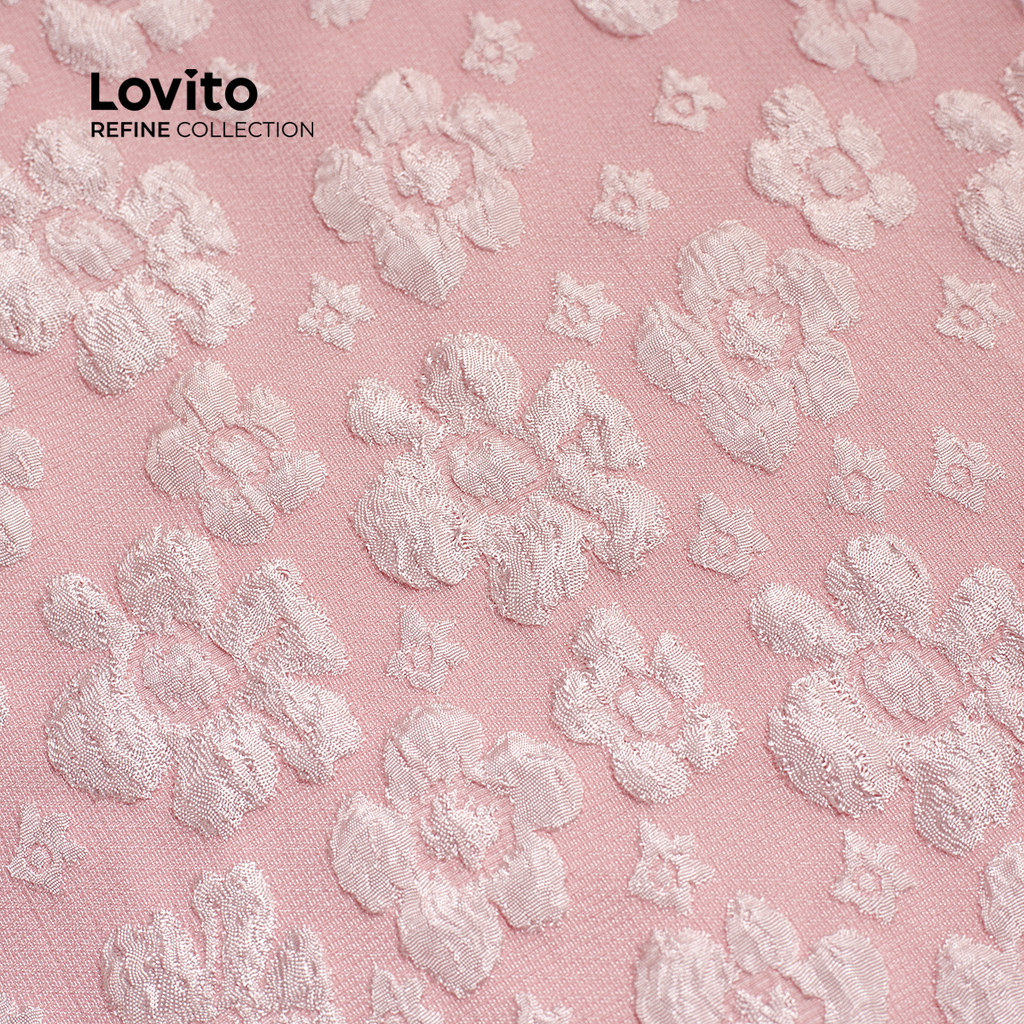 (Trendy) (Lovito Refine) Vestido Confortável para Primavera/verão Vestido Rosa para mulheres LR12E054 - Women Clothes