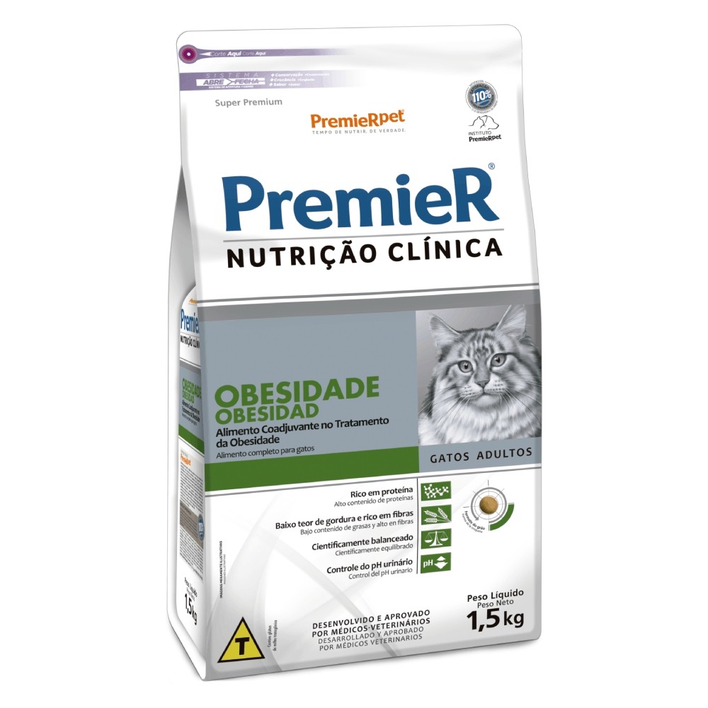 Ração Premier Nutrição Clínica Obesidade Gatos Adultos - 1,5kg
