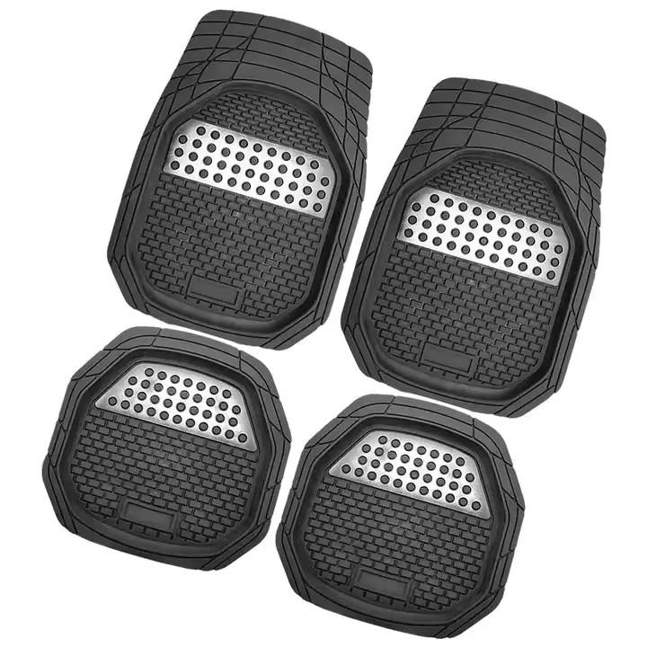 Tapete bandeja borracha preto 4 Peças universal luxo