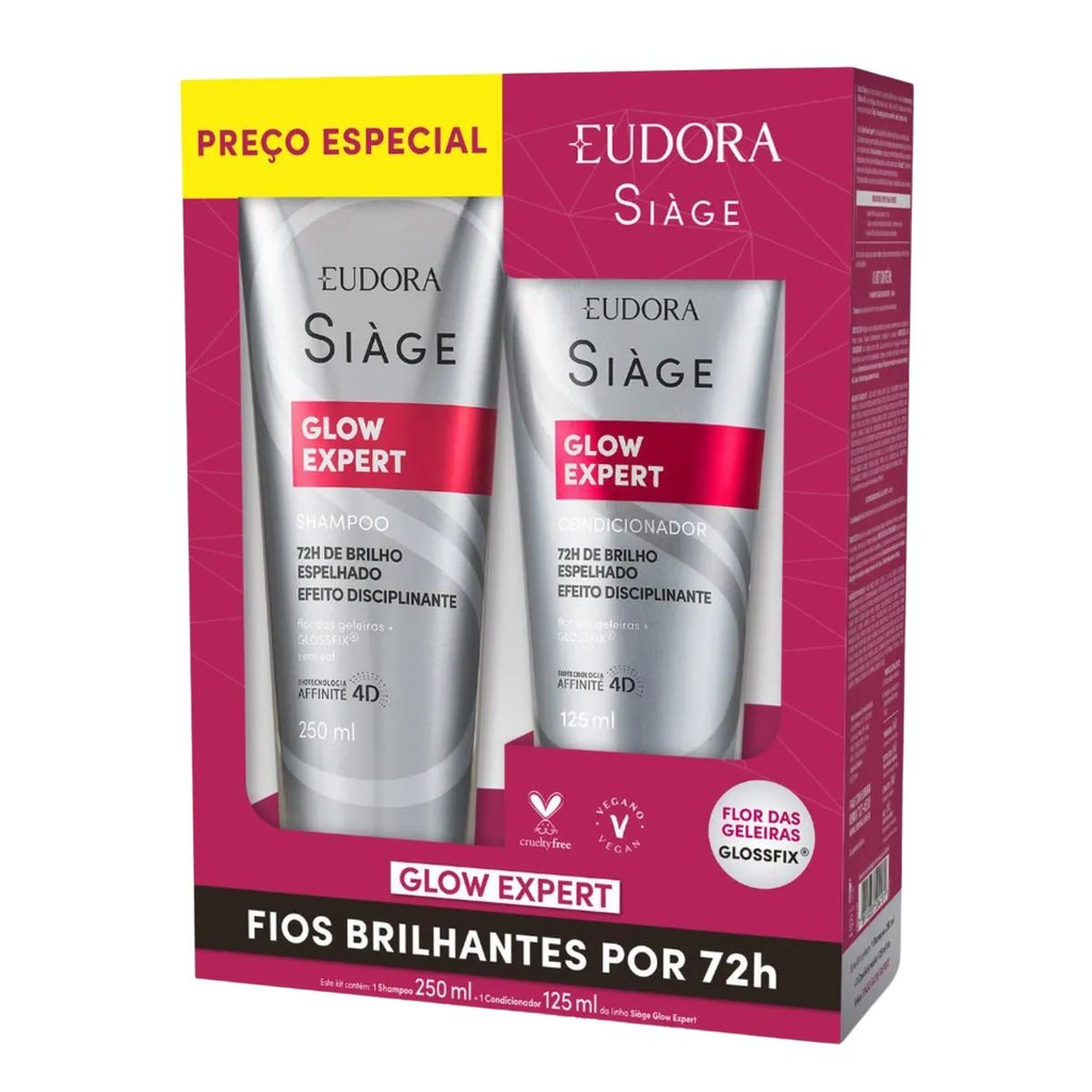 Kit Eudora Siàge Glow expert  shampoo 250ml + condicionador 125ml