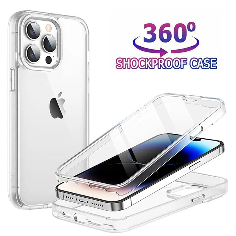 360 Protetor De Tela De Corpo Inteiro Caso Transparente Para iPhone 15 Pro Max 16 12 13 14 11 16E XR XS 17AIR Capa À Pro