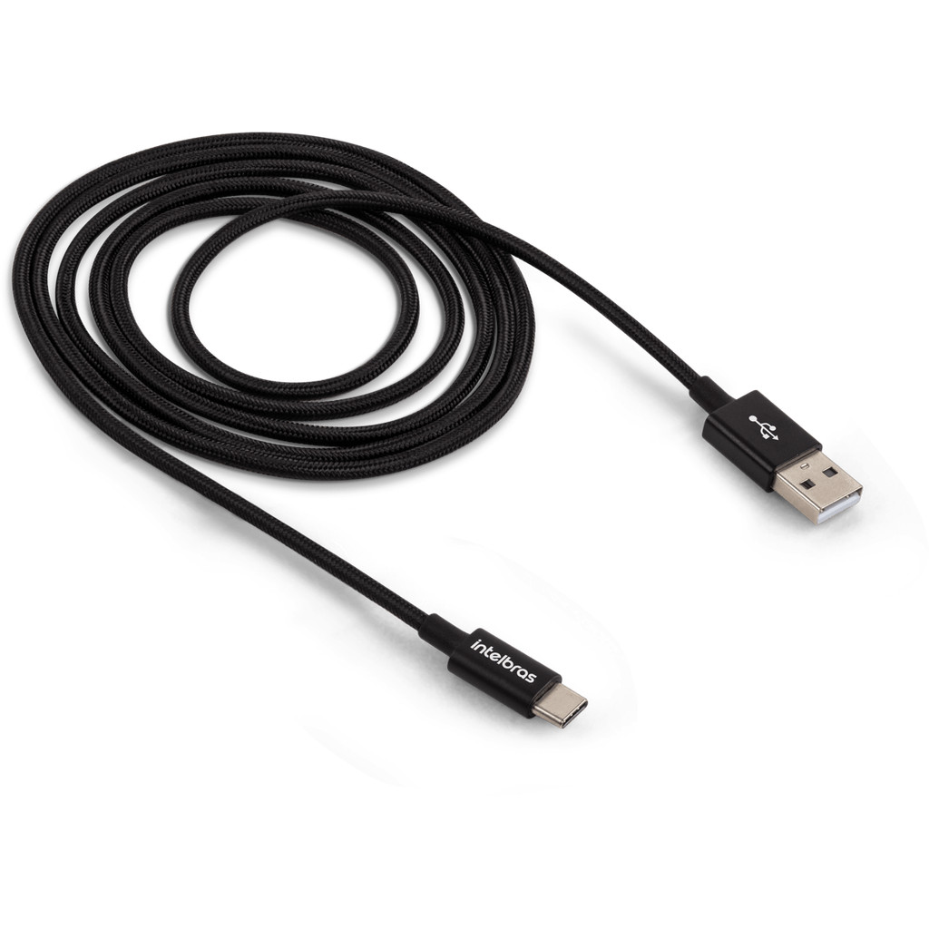 Cabo USB-C 1,5m em Nylon Preto Intelbras EUAC 15NP - Mobile & Gadgets
