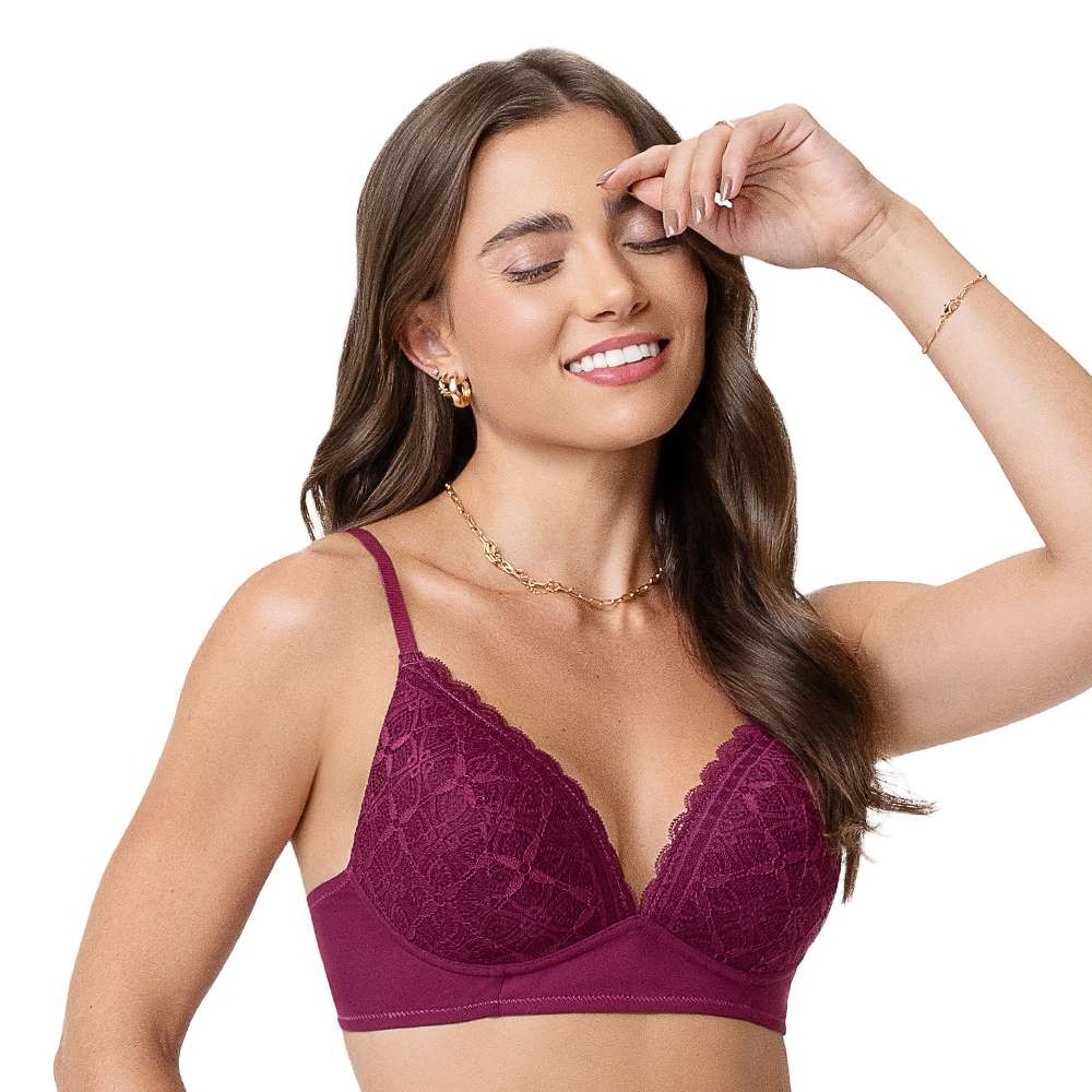 Sutiã Triângulo com Renda Marsala Zee Rucci em Oferta na Shopee