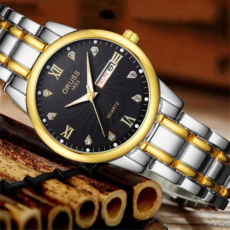 【Modelo Mais Vendido】Local do Brasil ORUSS Relógio de Quartzo Estilo clássico Prova D'água 980 6010 2077