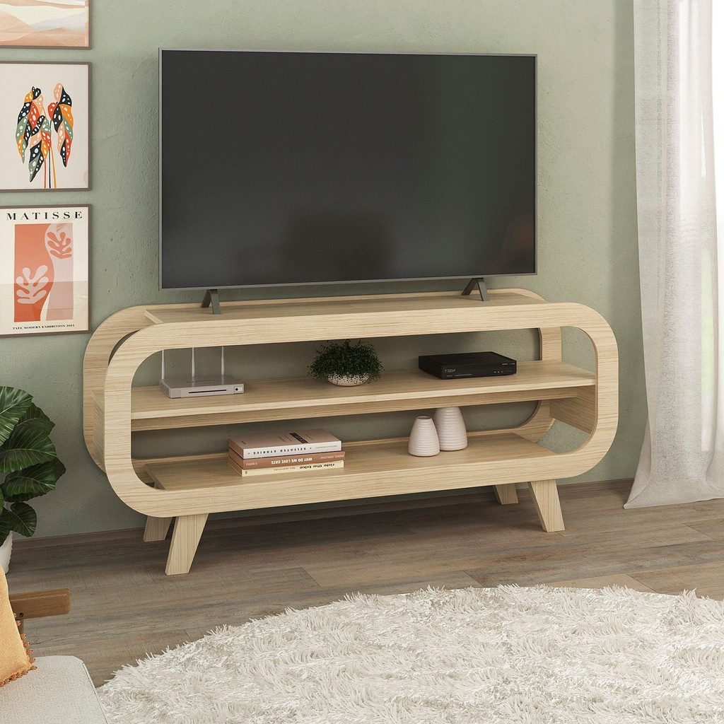Rack para TV até 60 Polegadas Usinado em MDF Theo Naturale em Oferta na Shopee