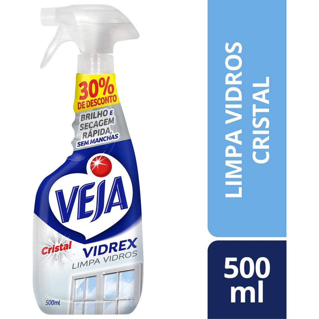 Limpa Vidros Spray Veja Vidrex Cristal 500ml Oferta - Home & Living