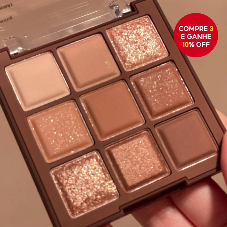 Paleta De Sombras De Nove , Com 9 Cores Tons De Terra Brilhantes E Cintilantes