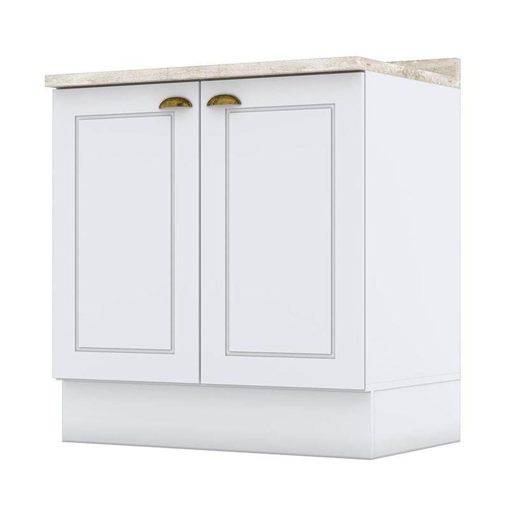 Balcão 2 Portas 80 Cm Americana Branco Com Tampo Calcare – Henn