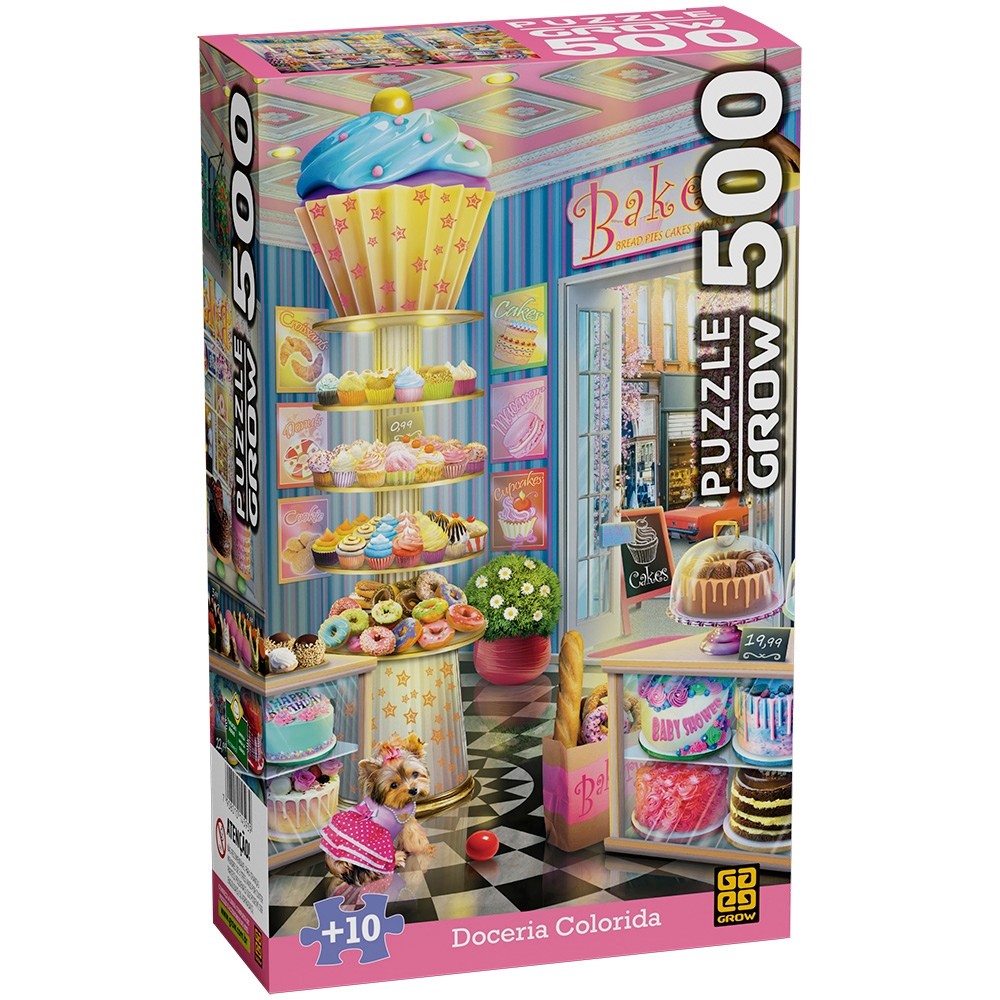 QUEBRA CABEÇA DOCERIA COLORIDA 500 PEÇAS GROW PUZZLE DOCE CHOCOLATE BOLO ENCANTO CAKES LOJA CACHORRO em Oferta na Shopee